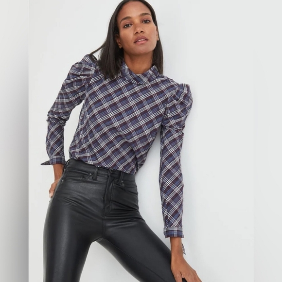 Veronica Beard Tops - Veronica Beard Isabel Reverse Plaid Shirt Blouse Top Size 14